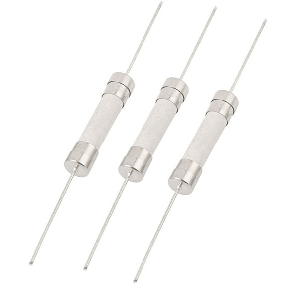 250V 25A 6mm x 30mm Fast-blow Acting Axial Ceramic Fuse White 3pcs