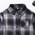 thumbnail image 5 of TOWED22 Boys Flannel Plaid Shirt Casual Button Down Shirts Long Sleeve Jacket Lapel Shacket Coat Tops Casual Outwear,Purple,3-4 Y, 5 of 5