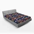 thumbnail image 2 of Ambesonne Oriental Floral Fitted Sheet, Eastern Themed Boho, Queen Size, Dark Lavender Salmon and Pink, 2 of 5