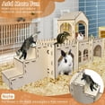 thumbnail image 4 of Wooden Rabbit Hideout Castle, Extra Large Bunny Houses and Hideouts Indoor Outdoor Rabbit Hidey Habitat for Bunnies Chinchillas Hamsters Guinea Pigs Detachable Small Animal Play Hideaway Hut, 4 of 6