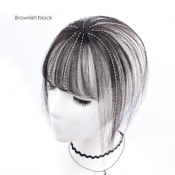 serony Air Bangs 3D Invisible Neat Hairpieces Traceless with Temples Safe Fake Fringe Hairstyle Accessories for Wedding Daily Wear No.3