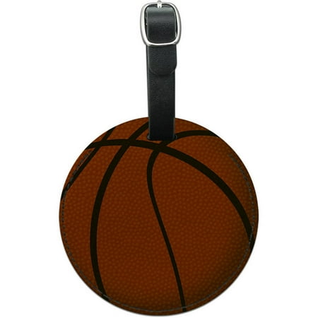 - Basketball Round Leather Luggage ID Tag Suitcase Carry-On