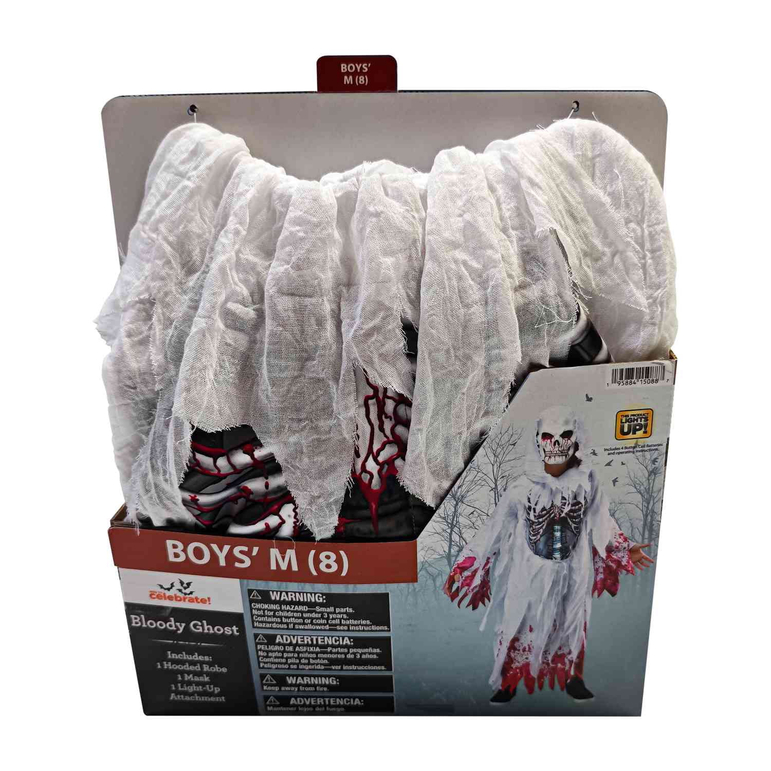 Light-Up Bloody Ghost Halloween Costume for Children, Boy's Size L (10/12), by Way to Celebrate