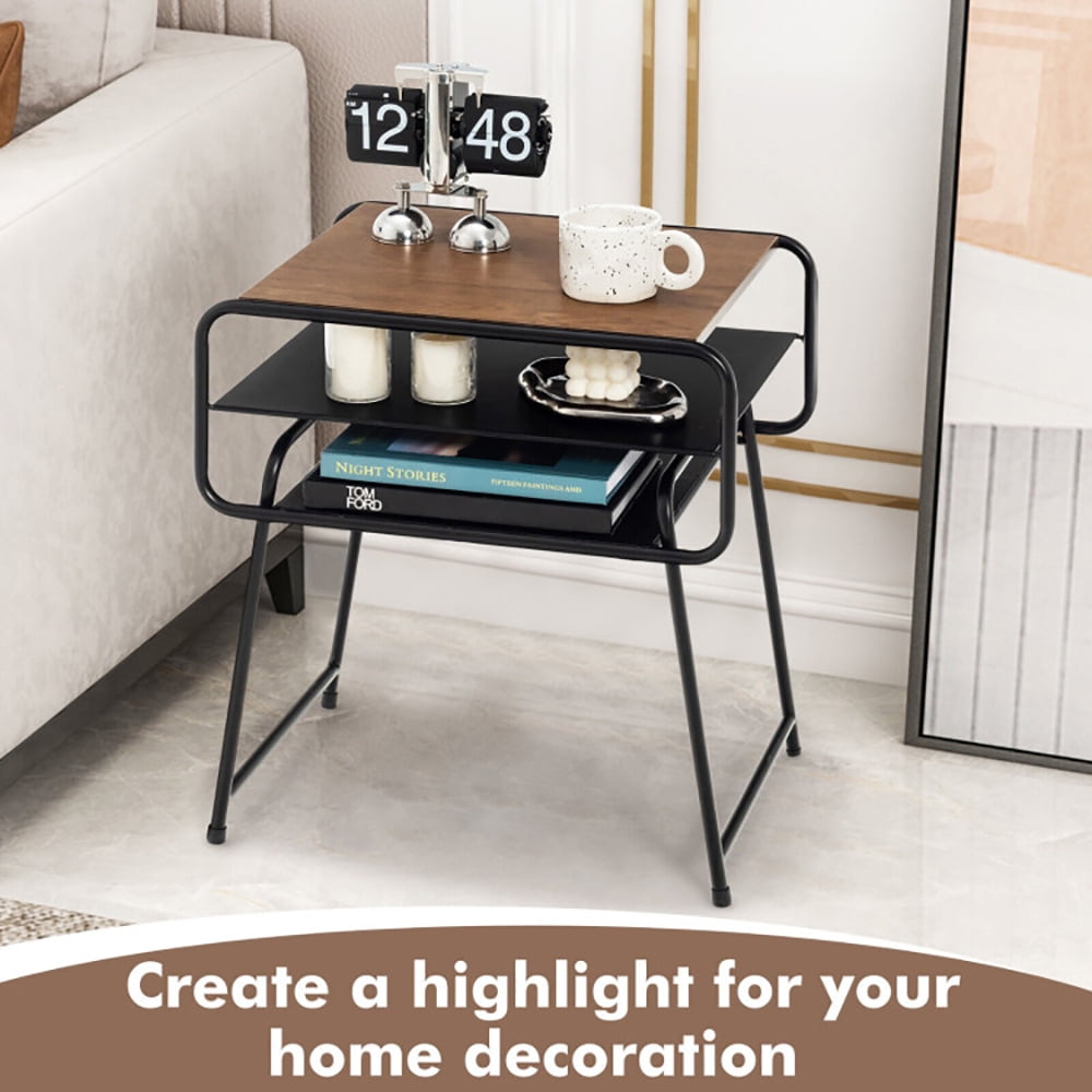 Finihen End Table, 3-tier Compact Side End Table with Storage Shelf, Sofa Side Table, Bed Side Table, for Living Room, Bedroom, Coffee Finihen End Table, 3-tier Compact Side End Table with Storage Shelf, Sofa Side Table, Bed Side Table, for Living Room, Bedroom, Coffee