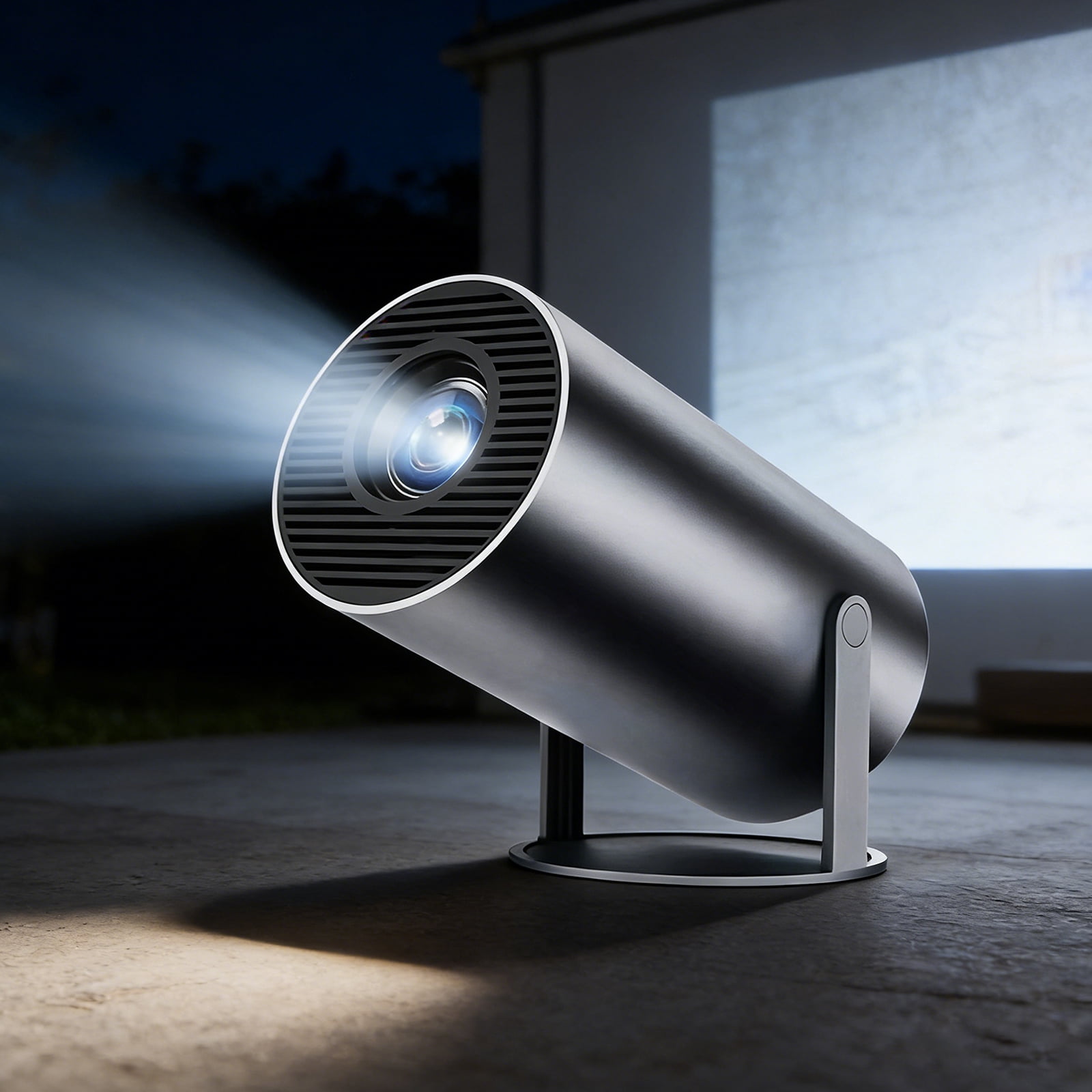 Mini Projector Smart 4K Projector 180° Rotation, Projector for Outdoor Movie, Black
