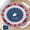4th of July - American Stripes, variant on Football Field Round Fitted Tablecloth with Elastic Edge Green Rugby Sports Theme Party Decorations Circle Table Cloth for 44-48" Tables Reusable Wipeable Tailgate Table Cover for Birthday Outdoor