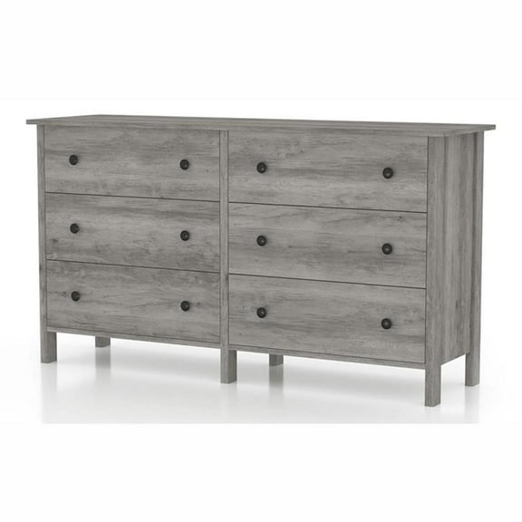 Furniture of America Zillett Transitional Wood 6-Drawer Dresser in Gray Oak