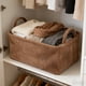 thumbnail image 4 of Cesta de almacenamiento plegable | Caja de telas para organizar el hogar, ropa, juguetes, varios | Material de la Flocada, Doble Asas, Marrón Blanco, 15"x11"x7" | Almacenamiento decorativo de coser, 4 of 6