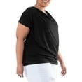 thumbnail image 6 of Wright's Women's Plus Size Draped Front Cowl Neck Short Sleeve Blouse Top, Size 1X-5X, 6 of 8
