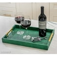 thumbnail image 3 of Home Redefined 17.5”x12” Rectangle Shagreen Faux Leather Decorative Serving Tray with Gold Polished Metal Handles, Emerald Green, 3 of 7