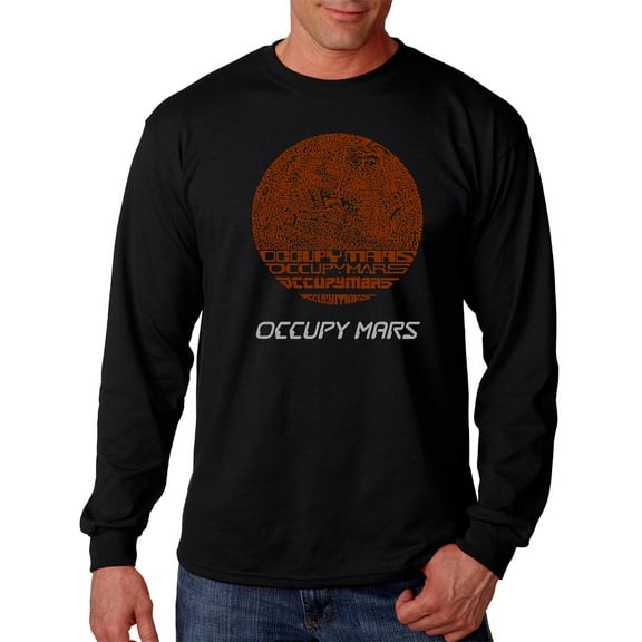 LA Pop Art Men's Word Art Long Sleeve T-shirt - Occupy Mars