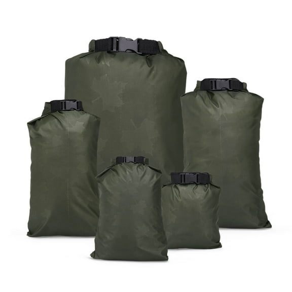 5x Green Storage Bag, Outdoor Swimming Camping Storage Dry Bag 1.5L, 4L, 5L, 7L, 10L Capacity Accessory