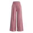 thumbnail image 5 of Mifsaly Wide Leg Linen Pants for Women Flowy Summer Beach Vacation Pant High Waisted Smocked Elastic Waist Casual Trousers with Pockets XXL, 5 of 5