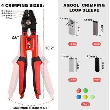 Fishing Crimp Pliers Kit - 500pcs Crimp Sleeves & Beads With Heavy Duty Crimper Tool