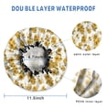thumbnail image 3 of Shower Caps,White Yellow Flower Sunflower Pattern Waterproof Shower Cap for Women 4 Pieces,Double Reusable Hair Cover for Shower PEVA Elastic Stretch Hem, 3 of 7