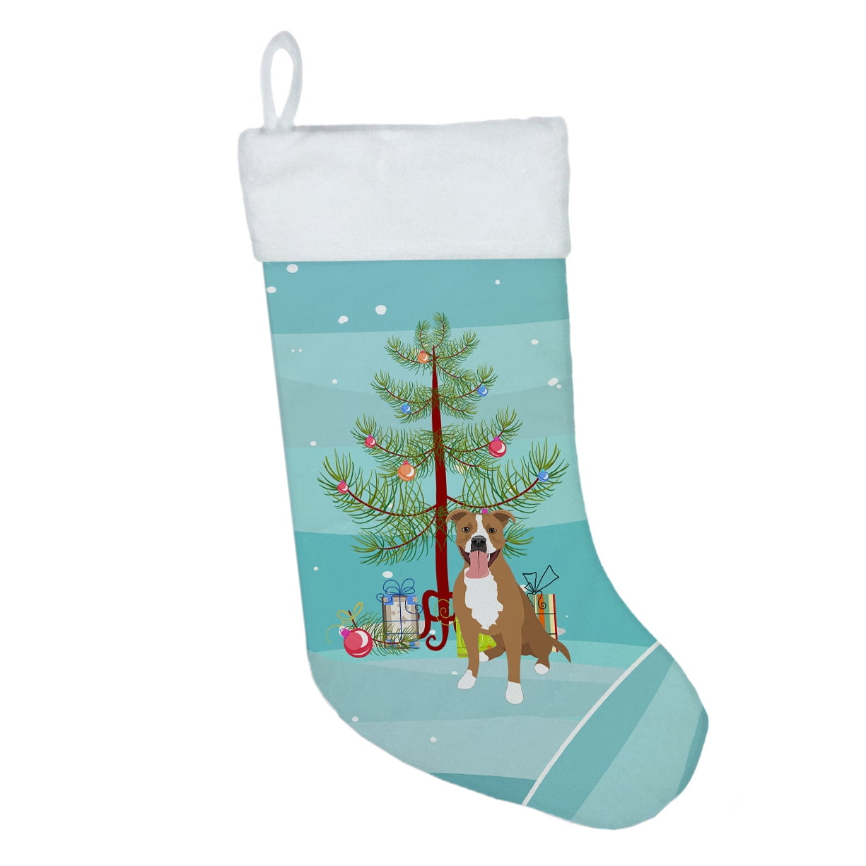 Pit Bull Fawn #2 Christmas Christmas Stocking 13.5 in x 18 in