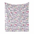 thumbnail image 1 of Purple and Blush Soft Flannel Fleece Blanket, Spring Bouquets Stripes Orchid Peony Bell Flowers Feminine, Cozy Plush for Indoor and Outdoor Use, 70" x 90", Purple Pink Reseda Green, by Ambesonne, 1 of 6