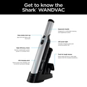 Shark WANDVAC Handheld Vacuum, Pet Friendly, Car & Home, FurFins Pet Tool, Charging Dock, WV201WH, White