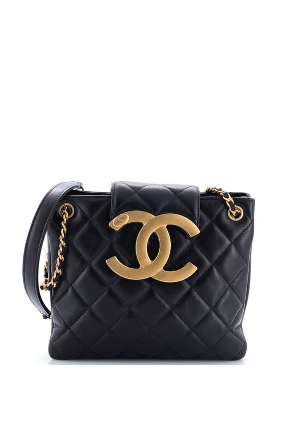 Pre-Owned Giant CC Chain Shoulder Bag Quilted Lambskin Small By Rebag