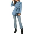thumbnail image 2 of INSPIRE CHIC Women's Jean Jackets Long Sleeves Tie Waist Button Down Casual Denim Jacket 2XL Blue, 2 of 8