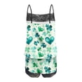 thumbnail image 4 of JSKUMAR Women's 2 Piece Pajamas Set Trendy Lace Trim Adjustable Strap Top and Shorts St Patrick's Day Print Casual Outfit Green23|2XL, 4 of 5