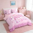 thumbnail image 2 of Manfei Magical Pink Dolphin Rainbow Heart Butterfly Bedding Comforter Set for Kids Boys and Girls, Marine Fantasy Print Queen Bedding Sets, Pink Reversible 7pcs, 2 of 6