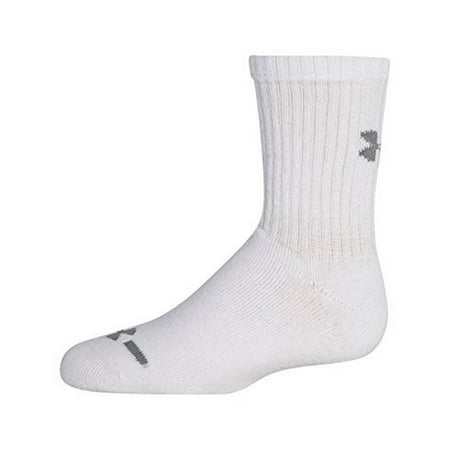 Under Armour Youth A CHARGE COTTON CREW 6PK , WHITE,