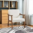 thumbnail image 5 of HYJY Fabric Accent Chair, Mid-Century Modern Armchair with Solid Wood Legs, Reading Leisure Chair with High Back for Living Room Bedroom Waiting Room,Ivory, 5 of 19
