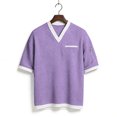 thumbnail image 5 of Kalauyu Men's Waffle Shirts V Neck Tee with Pocket Short Sleeve Textured Knitted Summer Casual Basic Tops, 5 of 6
