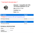 thumbnail image 2 of Alternator - Compatible with 1996 - 1997 Nissan Pathfinder 3.3L V6, 2 of 2