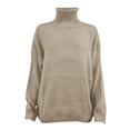 thumbnail image 5 of Arlun Womens Turtleneck Knit Pullover Sweaters Loose Long Sleeve Retro Vintage Winter Outwear Tops Warm Comfortable Solid Color 2025 Fashion Outfits Beige L, 5 of 5