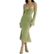 thumbnail image 5 of Sunloudy Vestido Midi Elegante para Mujer, Vestido de Fiesta con Cola de Pescado de Color Sólido y Manga Larga con Escote Halter y Tirantes Halter Sunloudy  moda, 5 of 9