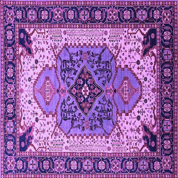 Ahgly Company Indoor Square Oriental Purple Industrial Area Rugs, 7' Square
