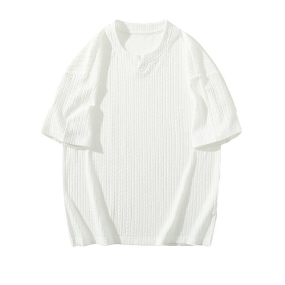 Dwaogom Men's V-Neck Solid Color Thin Fashion Pullover Short-Sleeved Shirt Men's Premium Graphic Tank Tops Mens T Shirts With Pockets