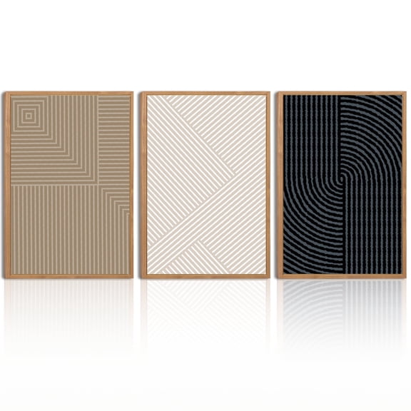 Boho Wall Art Large Neutral Wall Decor Abstract Line Painting for Living Room Bedroom Office 16x24 Inch Set of 3