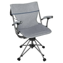 Outdoor/Indoor Folding Portable Lawn 360 Swivel Chair with Armrests (Blue Grey)