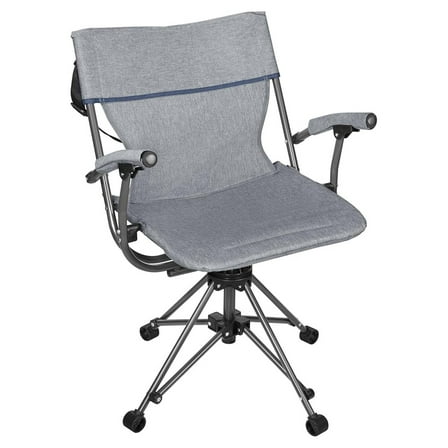 Outdoor/Indoor Folding Portable Lawn 360 Swivel Chair with Armrests (Blue Grey)
