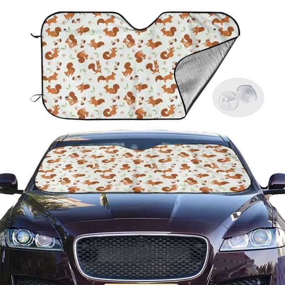 Picia Squirrel Playing Curved Windshield Sunshade Accordion Folding Style Auto Shade for Car Truck SUV Van Blocks UV Ray Sun Visor Protector -Small