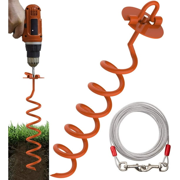 Eurmax 16inch Up to 502lbs Spiral Dog Tie Out Ground Spiral Anchor