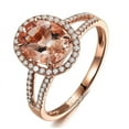 thumbnail image 2 of Limited Time Sale 1.50 carat Morganite (Oval cut Morganite) and Diamond Halo Engagement Ring in 10k Rose Gold for Women, 2 of 3
