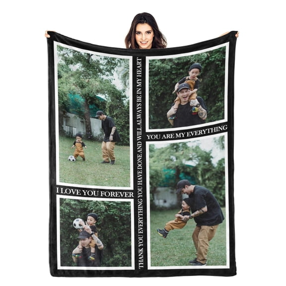 AISENIN Personalized Photo Blanket | Custom Soft Fleece Throw with Photos & Text, Perfect for Couch/Bed/Sofa, Ideal Wedding/Christmas/New Year Gift