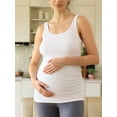 thumbnail image 3 of Maternity Tank Tops Rib Side-Shirred Sleeveless Pregnancy Basic Shirt White M, 3 of 4