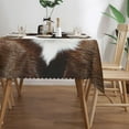 thumbnail image 4 of Cow Print Rectangle Tablecloth Brown White Cowhide Western Farmhouse Style Table Cloth for Kitchen Dining Tablecloths Table Cover Decor for Party Patio 60 x 84 Inch, 4 of 6