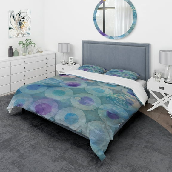 Designart 'Watercolor Geometrical Circles II' Geometric Duvet Cover Set
