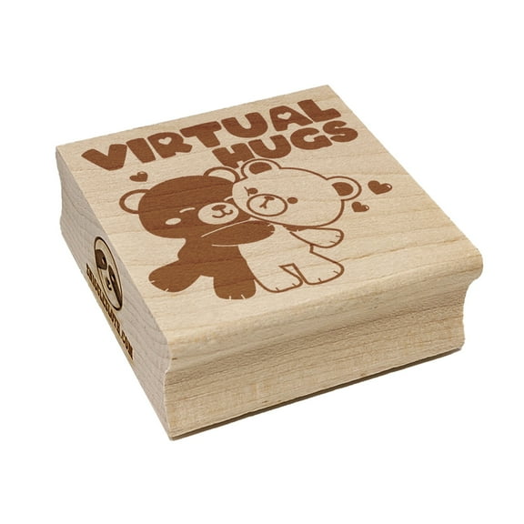 Virtual Bear Hugs Square Rubber Stamp Stamping Scrapbooking Crafting - Small 1.25in