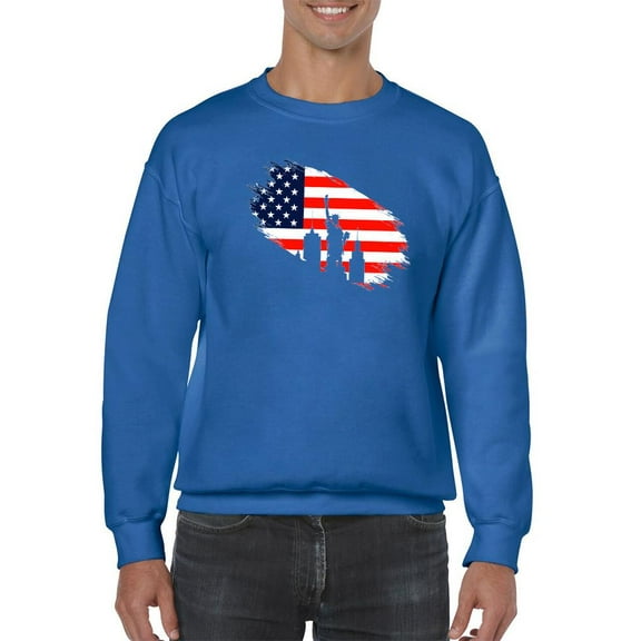 July 4Th Independence Statue Sweatshirt Men -Image by Shutterstock, Male 4X-Large