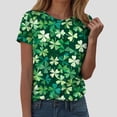 thumbnail image 2 of larppty Women's St Patrick's Day T-Shirt Shamrock Clover Irish Tops Casual Short Sleeve Tees Workout Holiday Tunic Tops (Mint Green, XL), 2 of 4