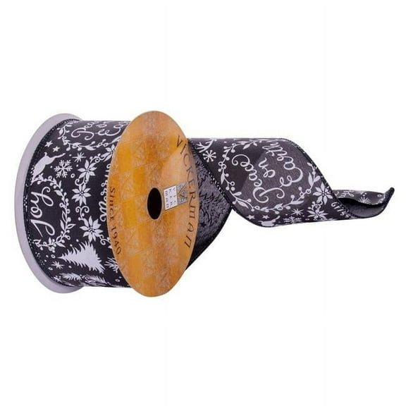Vickerman Q220951 2.5 in. x 10 Yards Merry Ribbon, Black & White