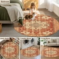 thumbnail image 6 of Round Rugs 8 Ft, Orange Boho Non Slip Area Rugs for Kitchen Bedroom Entryway, Geometric Antique Tribal Retro Ethnic Washable Carpet Runner Rug Floor Mats for Bedroom Home Decor, 6 of 9