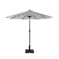 thumbnail image 3 of (2 pack) WestinTrends Cyrus 9 Ft Outdoor Patio Umbrella with Base Include, Solar Powered 32 LED Light Umbrella with Tilt and Crank, 64 lbs Square Concrete Base, Black/White Stripe, 3 of 8